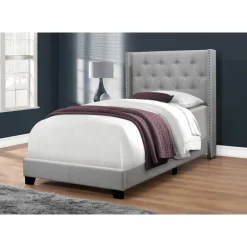 Monarch Twin Linen Bed with Headboard (39