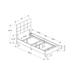 Monarch Twin Velvet Bed with Headboard (39")
