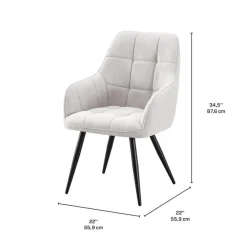 Upholstered Chairs with Armrests (Set of 2) - Light Grey