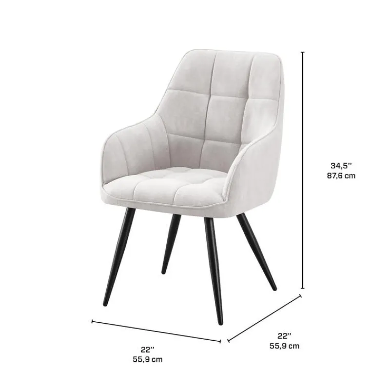 Upholstered Chairs with Armrests (Set of 2) - Light Grey