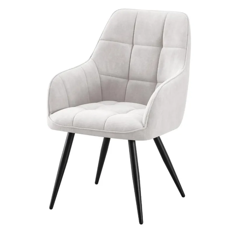 Upholstered Chairs with Armrests (Set of 2) - Light Grey
