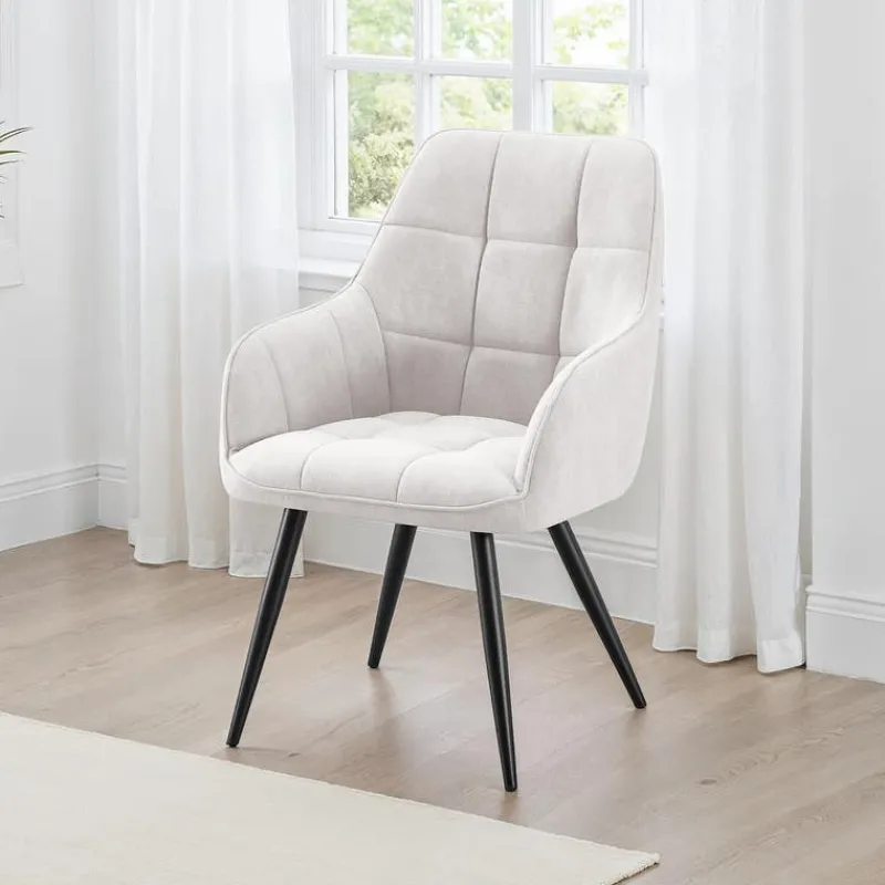 Upholstered Chairs with Armrests (Set of 2) - Light Grey