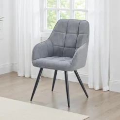 Upholstered Chairs with Armrests (Set of 2) - Grey
