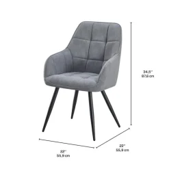 Upholstered Chairs with Armrests (Set of 2) - Grey