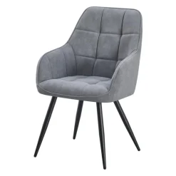 Upholstered Chairs with Armrests (Set of 2) - Grey