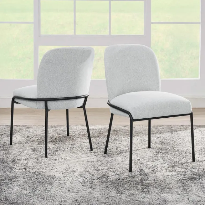 Upholstered Chairs with Tubular Metallic Accent (Set of 2) - Grey