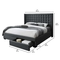 Upholstered King Bed with 2-Drawer Storage and Headboard (78'')