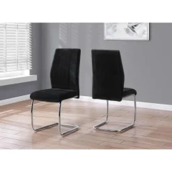 Monarch Velvet Chairs with Chrome Base (Set of 2) - -