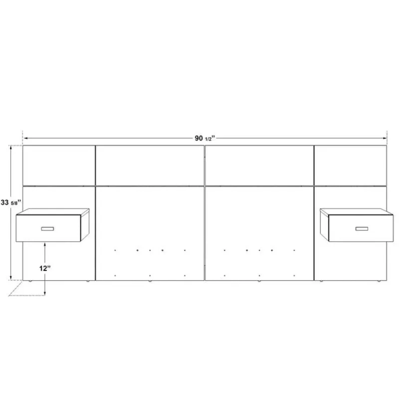 SUA-V Wall Units with 2 Integrated Nightstands for Full Beds -