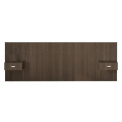 SUA-V Wall Units with 2 Integrated Nightstands for Queen Beds - Taupe