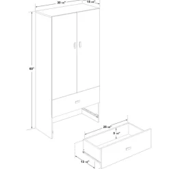 SUA-V Wardrobe with 2 Large Drawers -