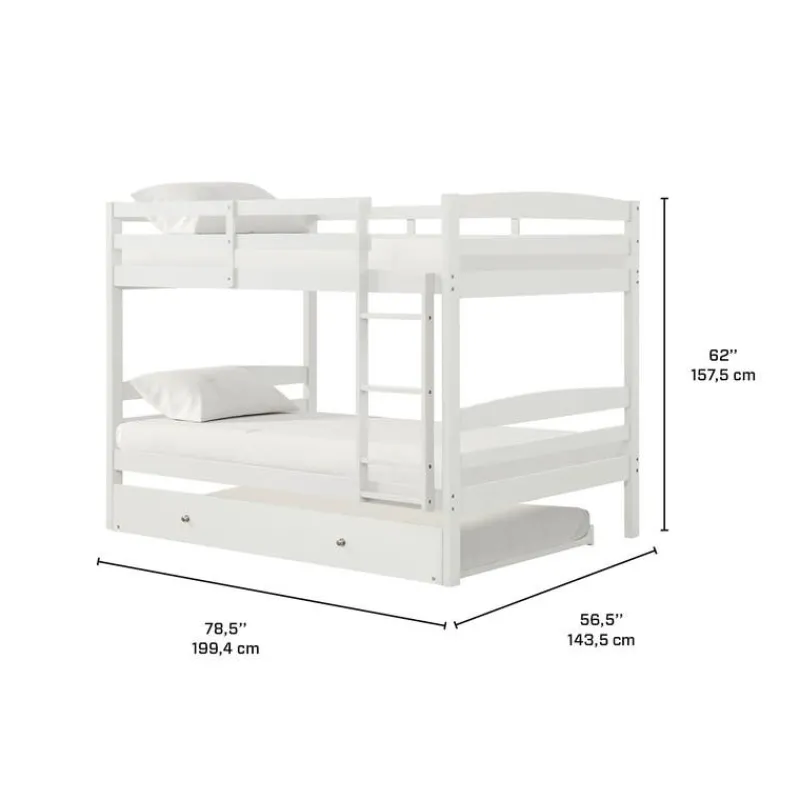 Bunk Bed with Trundle Bed - 54"/54"