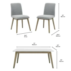 White Marble Top Dining Table with 4 Chairs - Grey