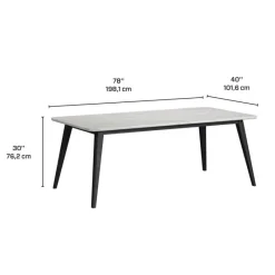 White Marble-Look Top Dining Table with 4 Chairs - Grey Fabric