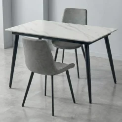 Sintered Stone Dining Set with 2 Grey Chairs - 48"