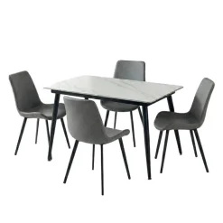 Sintered Stone Dining Set with 4 Grey Chairs - 48