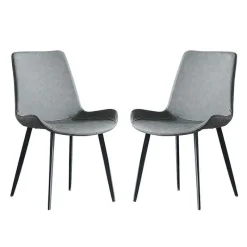 White Sintered Stone Dining Set with 4 Grey Chairs and 2 Cognac Chairs - 59"