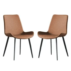 White Sintered Stone Dining Set with 4 Grey Chairs and 2 Cognac Chairs - 59