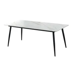 White Sintered Stone Dining Set with 4 Grey Chairs and 2 Cognac Chairs - 59